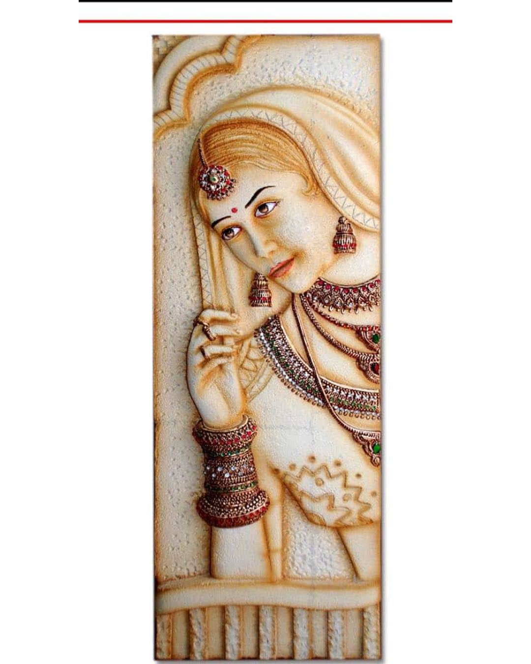 Riddhi Siddhi Art Creations - Carved Sandstone Rajasthani Woman Portrait Mural